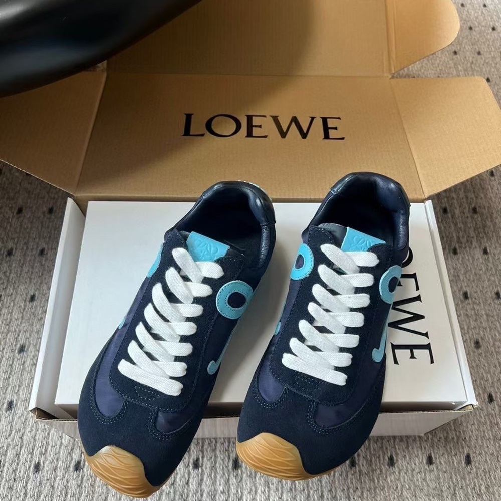 Loewe Navy Blue & Turquoise Low-Top Sneakers - Picture 2 of 5